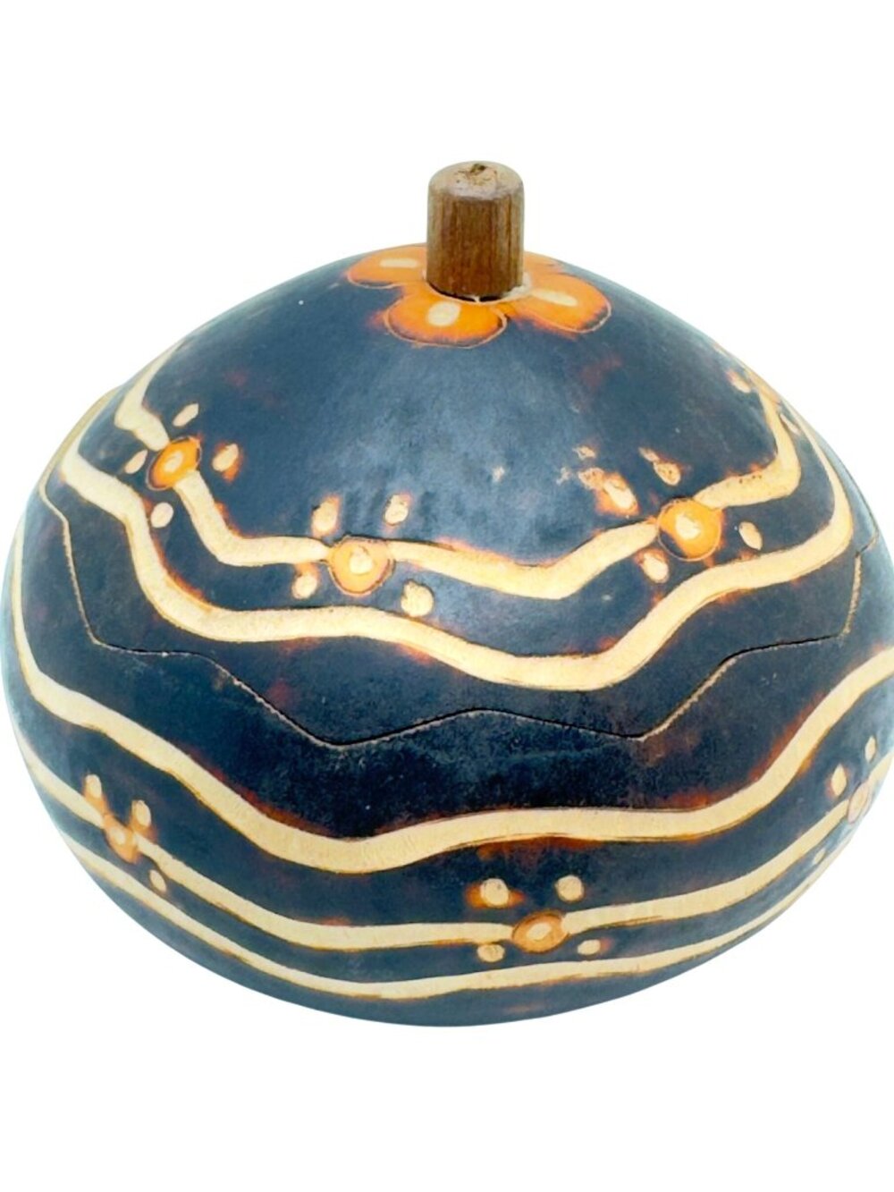 Hand-Carved Decorative Gourd Trinket Box With Lid - Unique Artisan Design